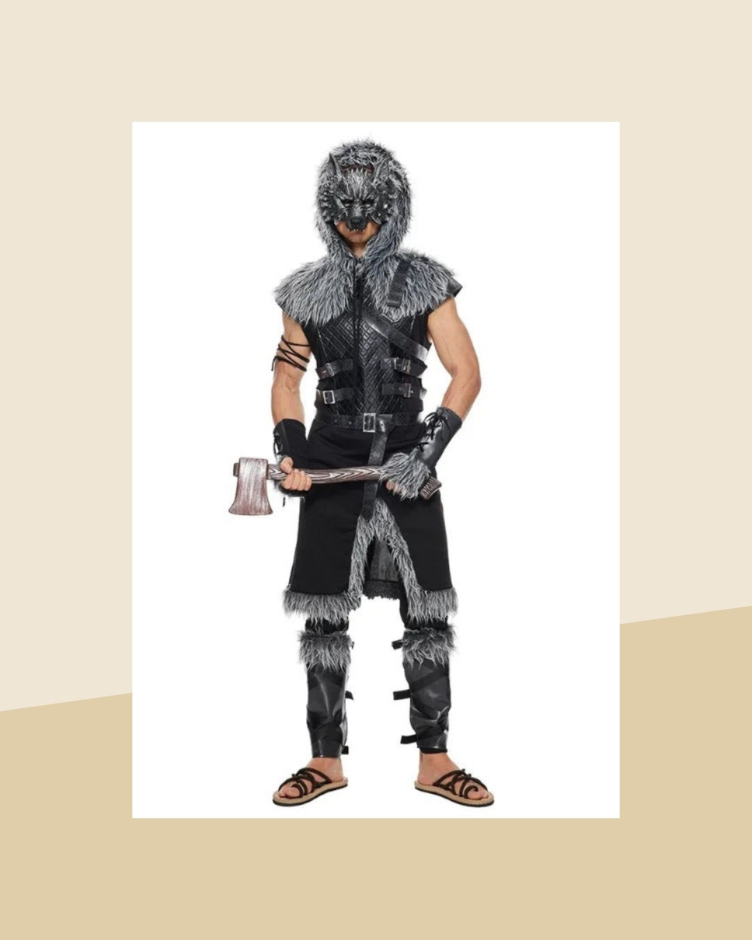Déguisement Guerrier Loup Viking Homme – photo premium Panoplia