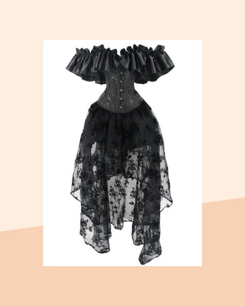 Robe Corset Gothique Noire Épaules Dénudées - photo premium Panoplia