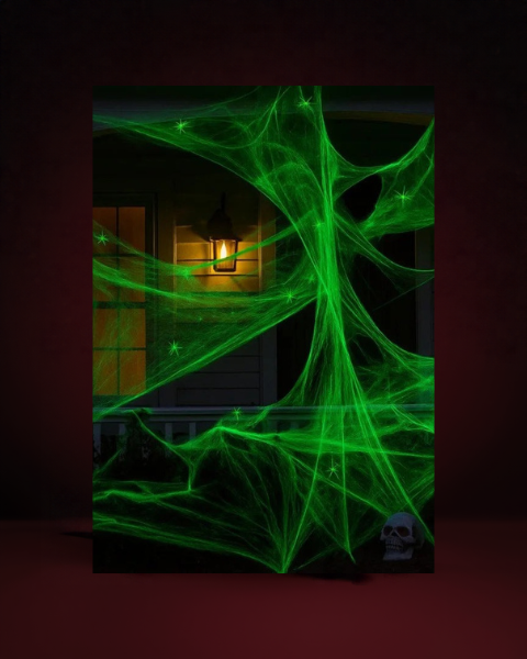 Toile d'araignée décorative phosphorescent extérieur Halloween - photo premium Panoplia