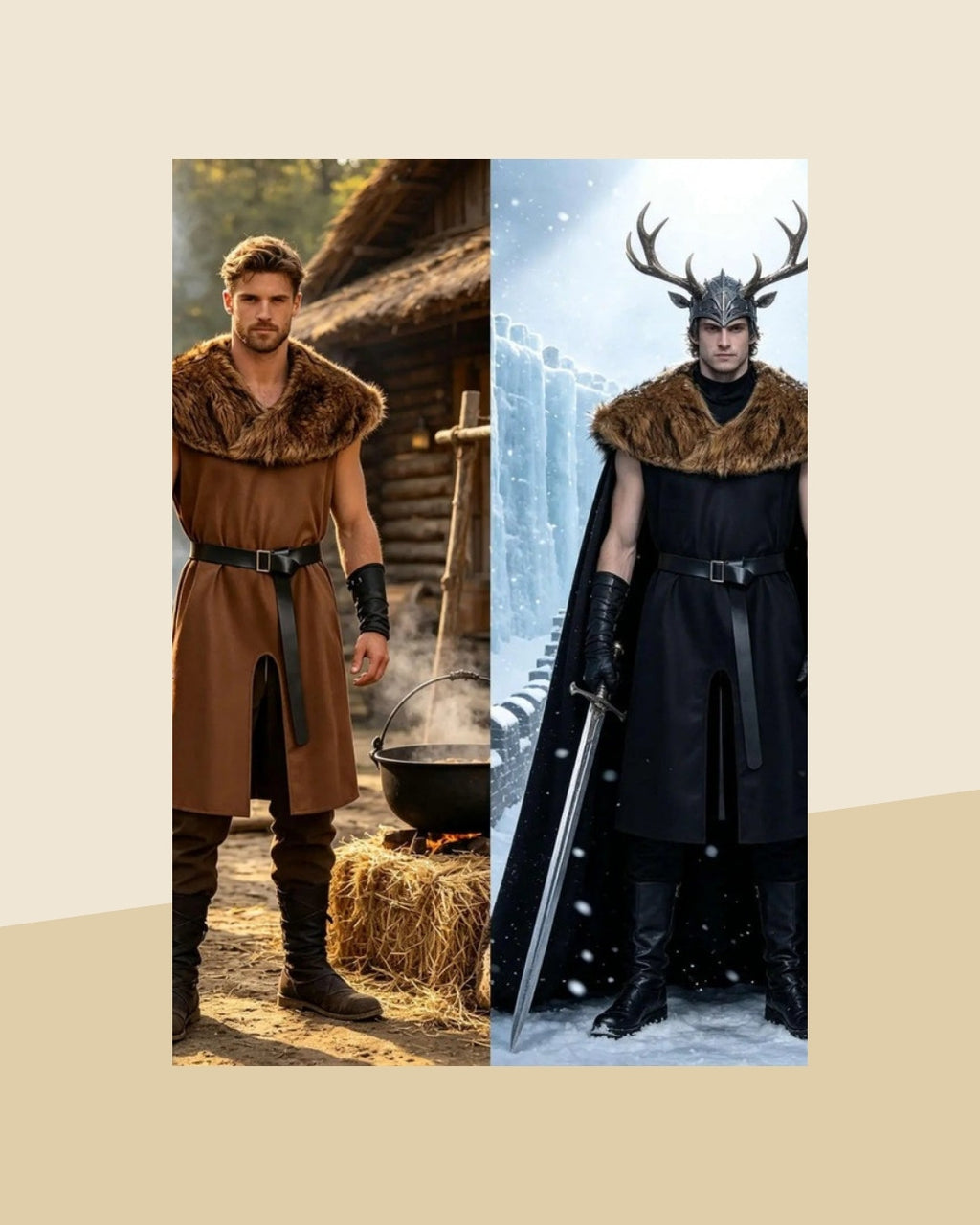 Déguisement Viking Homme Col Fausse Fourrure – photo premium Panoplia