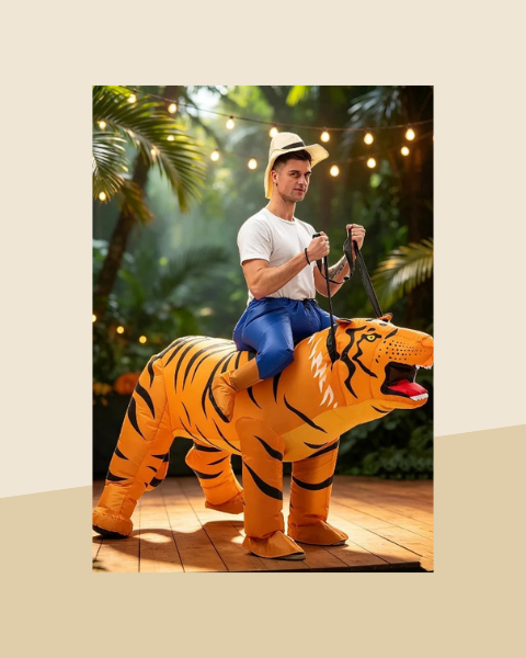 Déguisement Gonflable Tigre à Chevaucher - photo premium Panoplia