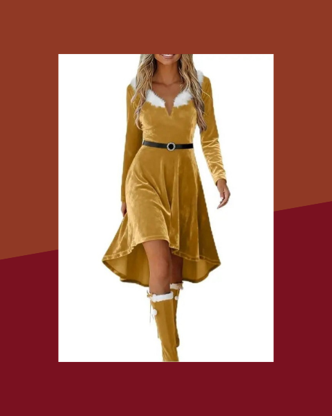 Robe Mère Noël à Franges Femme – Modèle Rouge - photo premium Panoplia