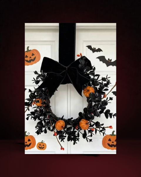 Couronne décorative noire Halloween - photo premium Panoplia