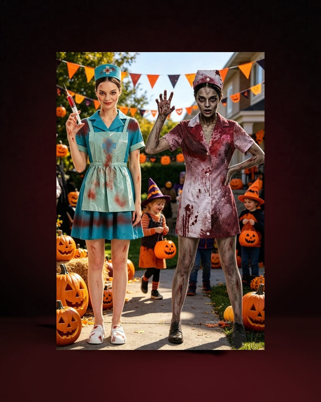 Déguisement Infirmière Zombie Déchirée avec Coiffe – photo premium Panoplia