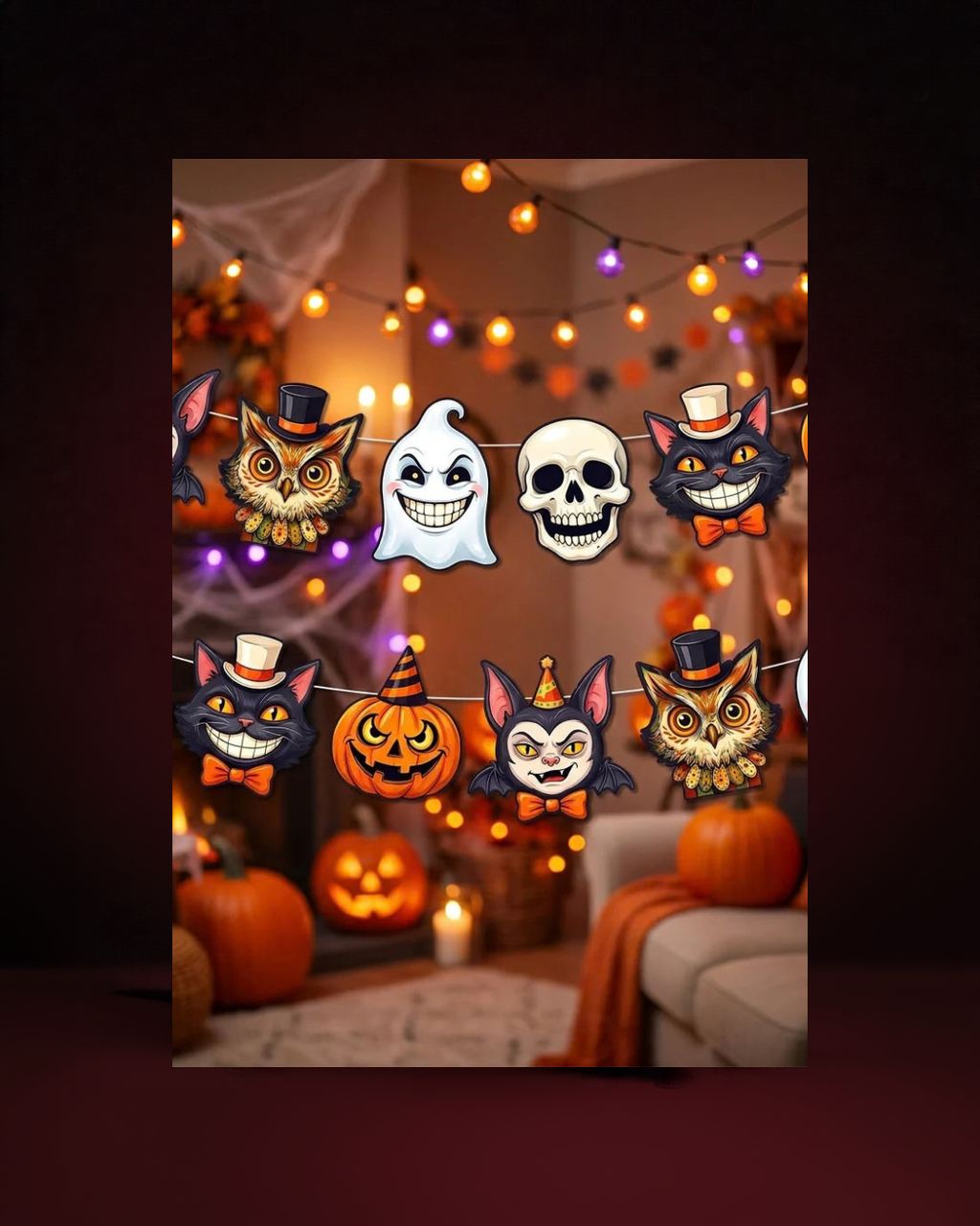 Guirlande décorative noire Halloween 3 - photo premium studio