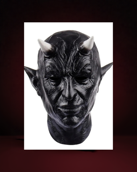 Masque Démon à Cornes en Latex – Masque d'Horreur Intégral - photo premium Panoplia