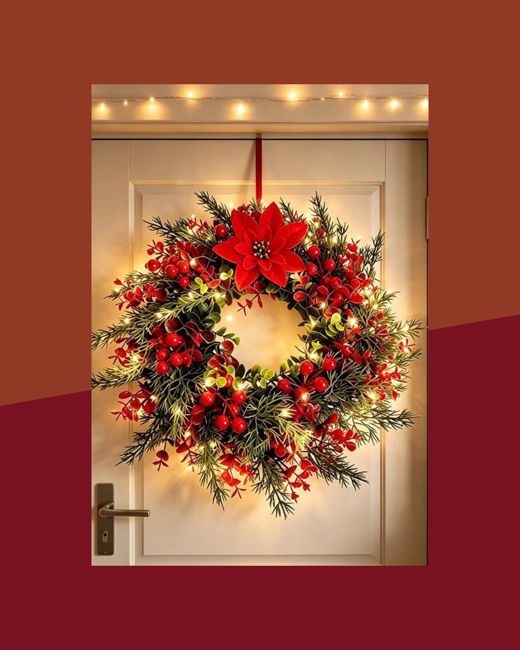 Couronne de Noël Lumineuse Pin et Eucalyptus - visuel premium