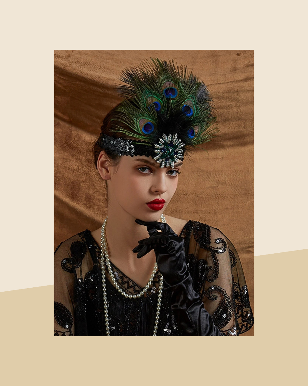 Serre-tête Plumes de Paon Gatsby - visuel premium