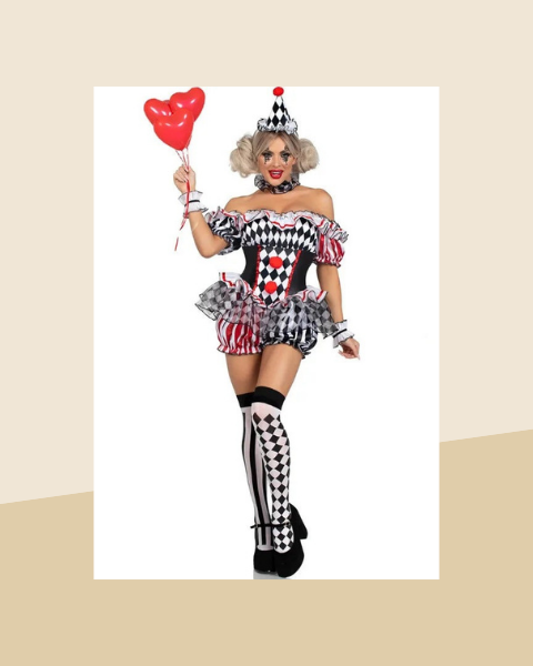 Déguisement Clown Arlequin Femme – Robe de Bouffon - photo premium Panoplia