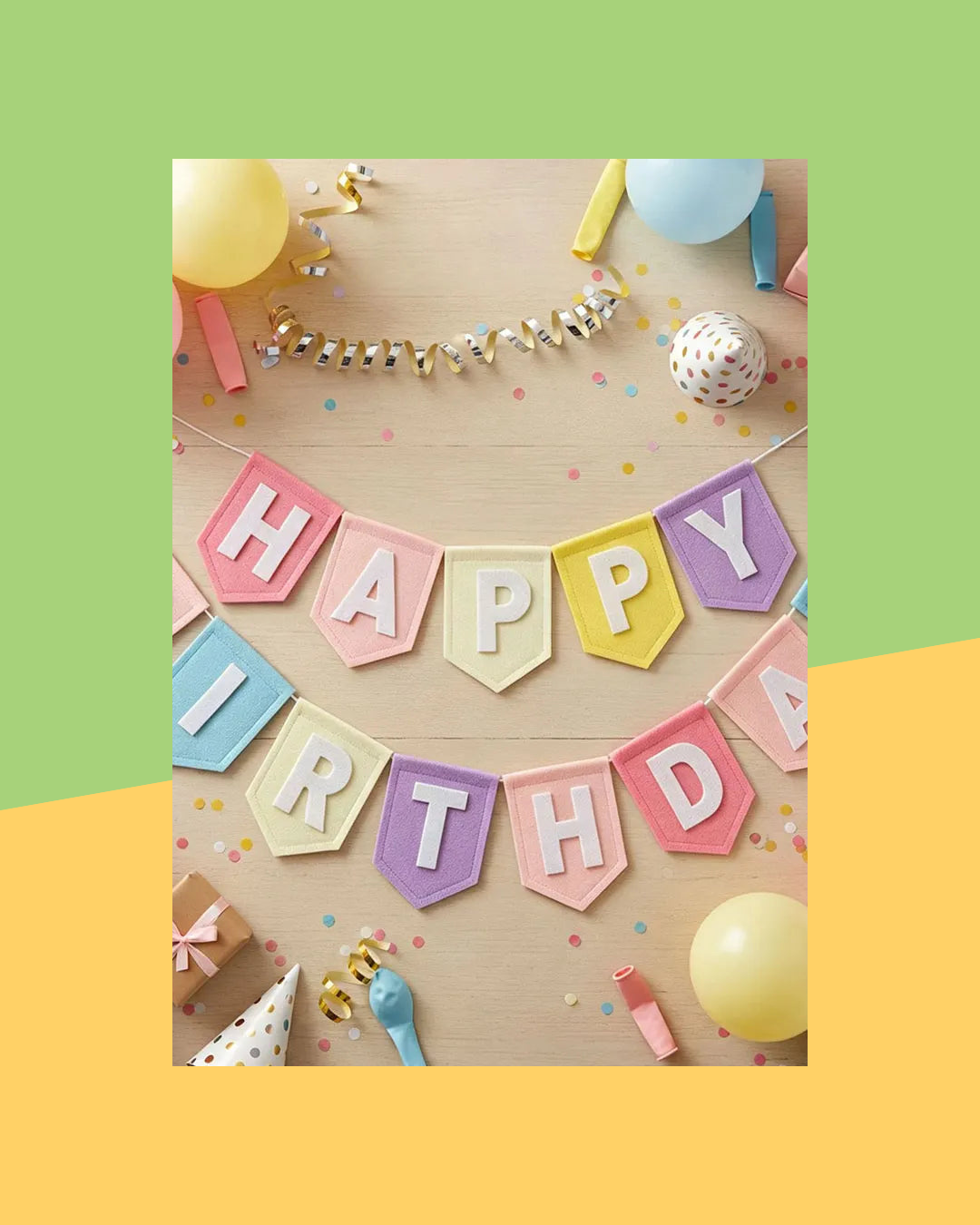 Guirlande Happy Birthday Feutrine Macaron Pastel - photo premium Panoplia