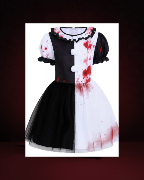 Déguisement Clown Sanglant Femme – Robe Tutu Noire et Blanche - photo premium Panoplia