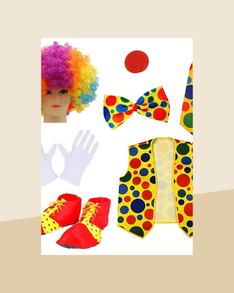 Kit Clown – Nez, Perruque, Nœud Papillon, Gants et Chapeau - photo premium Panoplia