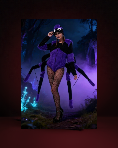 Body Araignée Violet Duveteux avec Chapeau Femme - photo premium Panoplia