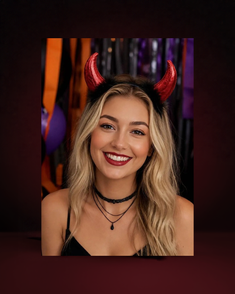 Serre-Tête Cornes de Diable Rouges en Peluche - photo premium Panoplia