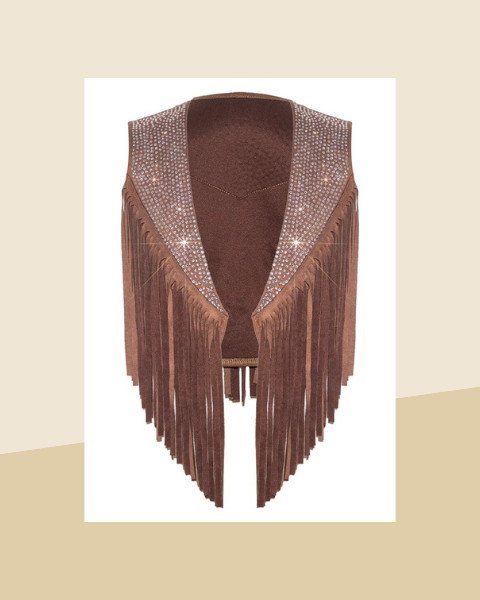 Gilet Cowgirl Fille à Franges et Strass - photo premium Panoplia