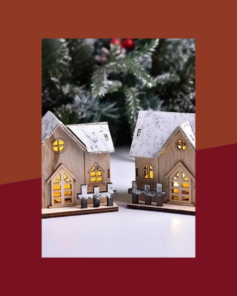 Maisonnette en bois lumineuse Noël - photo premium Panoplia