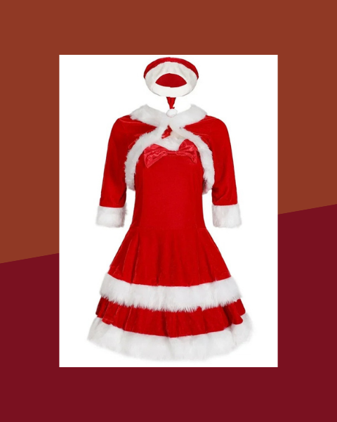 Robe Mère Noël avec Châle et Bonnet - photo premium Panoplia