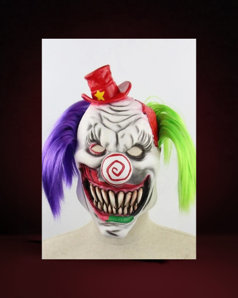 Masque Clown d'Horreur à Cheveux Violets et Verts - photo premium Panoplia