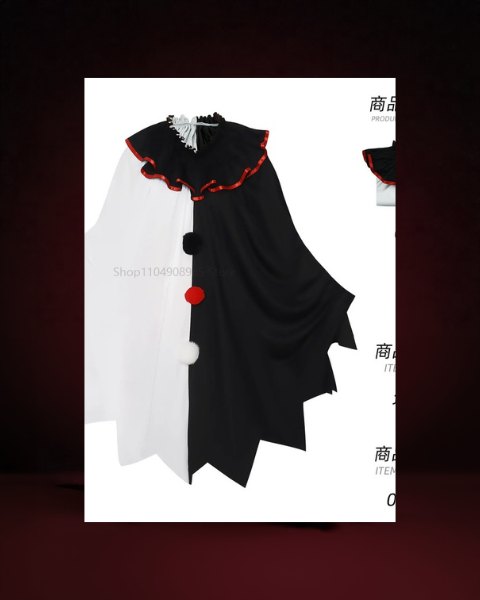 Cape Clown Effrayant Noire et Blanche - photo premium Panoplia
