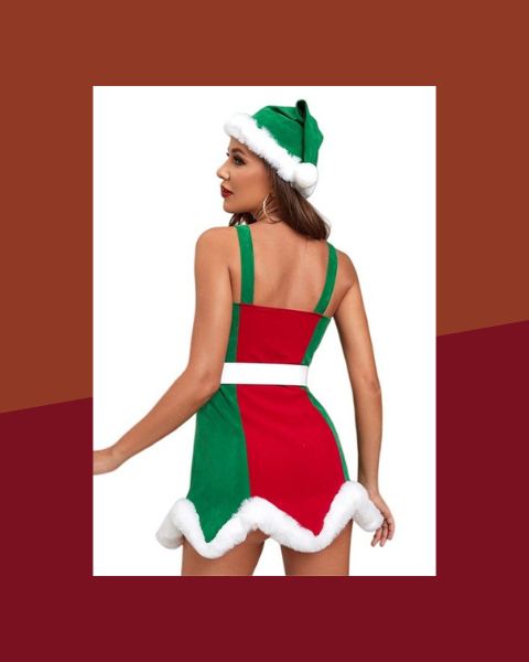 Robe Mère Noël Sexy à Bretelles avec Bonnet et Ceinture - photo premium Panoplia
