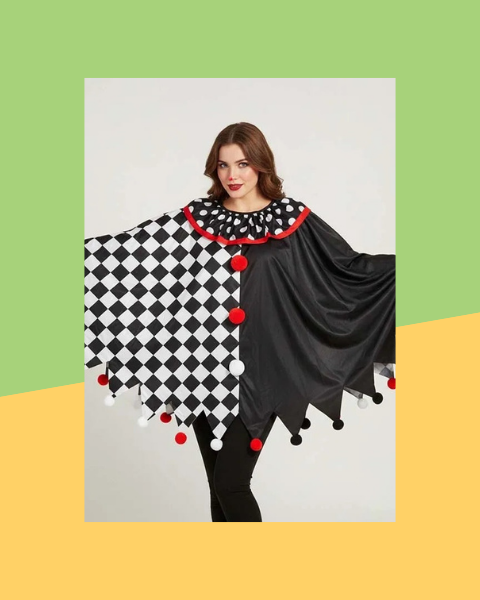 Déguisement Clown Adulte Cape à Damier - photo premium Panoplia