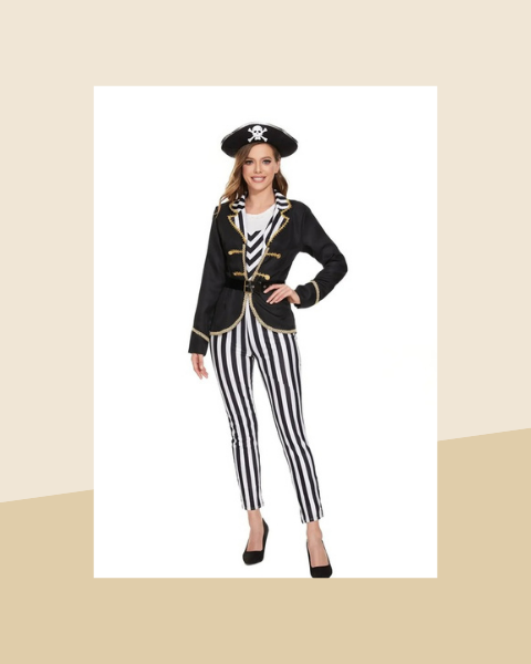 Déguisement Capitaine Pirate Femme Pantalon Rayé - photo premium Panoplia