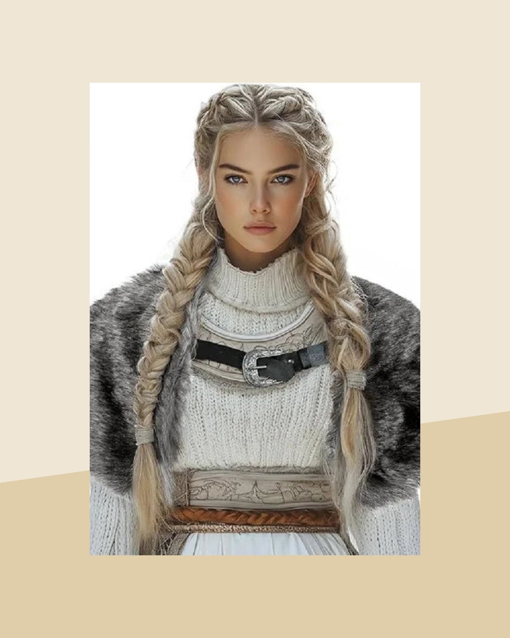 Cape Viking à Col en Fourrure – photo premium