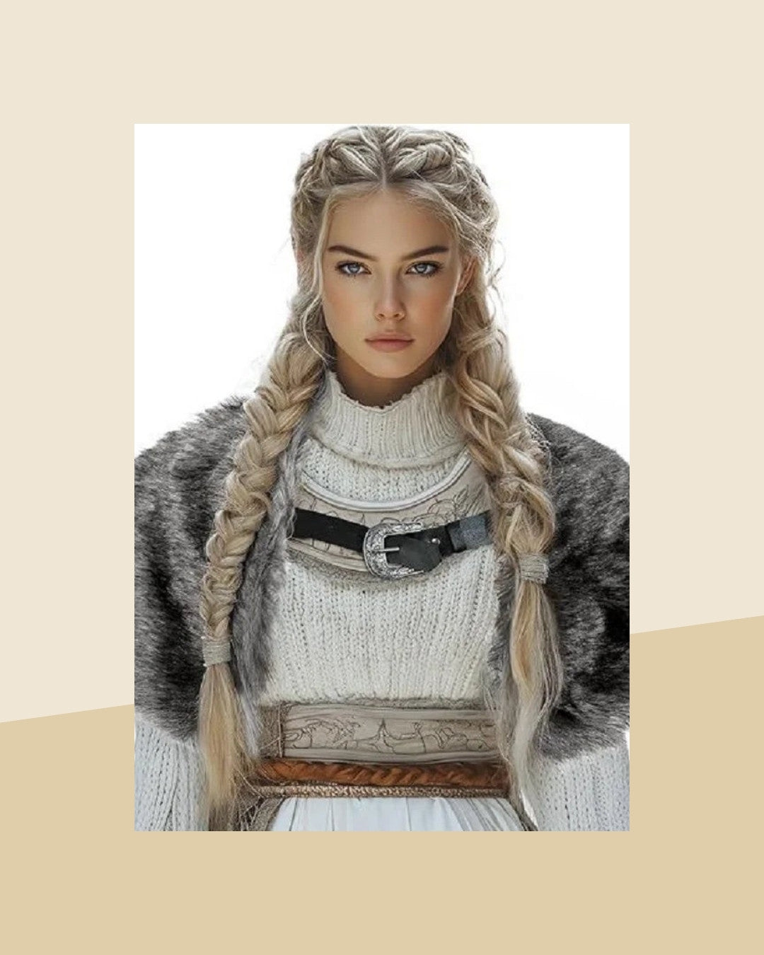 Cape Viking à Col en Fourrure – photo premium