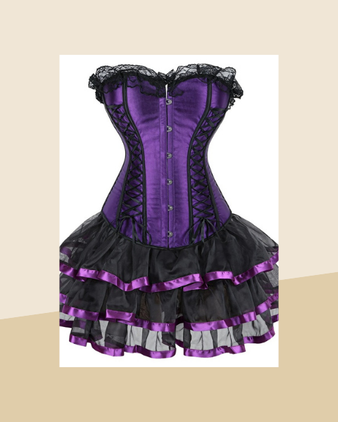 Robe Corset Gothique Violette en Satin à Lacets - photo premium Panoplia