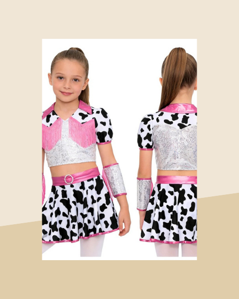 Déguisement Cowgirl Fille à Sequins – Crop Top et Jupe-Culotte - photo premium Panoplia