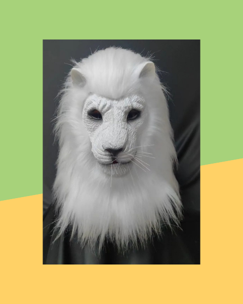 Masque Lion Blanc en Latex Deluxe - photo premium Panoplia