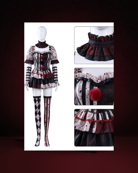 Déguisement Clown Tueur Femme avec Ras-de-Cou - photo premium Panoplia