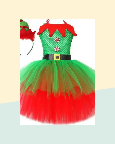 Robe de Lutine Rouge et Verte Fille - photo premium Panoplia