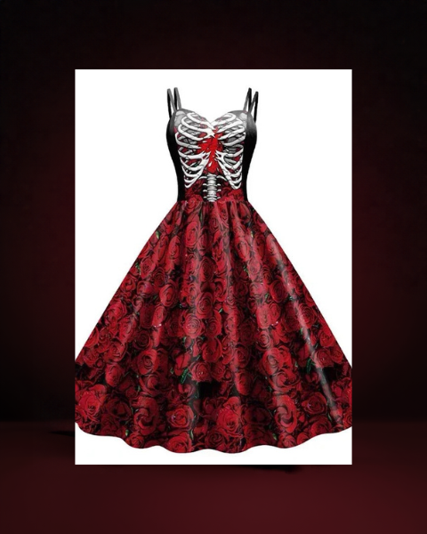 Robe Dos Nu Imprimé Tête de Mort Femme - photo premium Panoplia