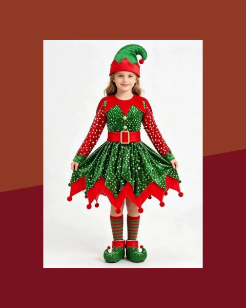 Robe Lutine à Sequins Fille avec Chaussettes Rayées - photo premium Panoplia