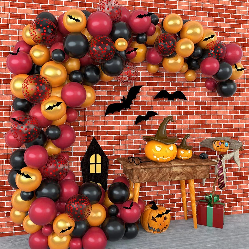 Kit Arche de Ballons Halloween Thème Sorcier - Bordeaux, Noir et Doré – vue 3