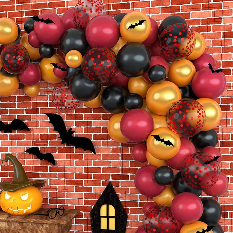 Kit Arche de Ballons Halloween Thème Sorcier - Bordeaux, Noir et Doré – vue 5