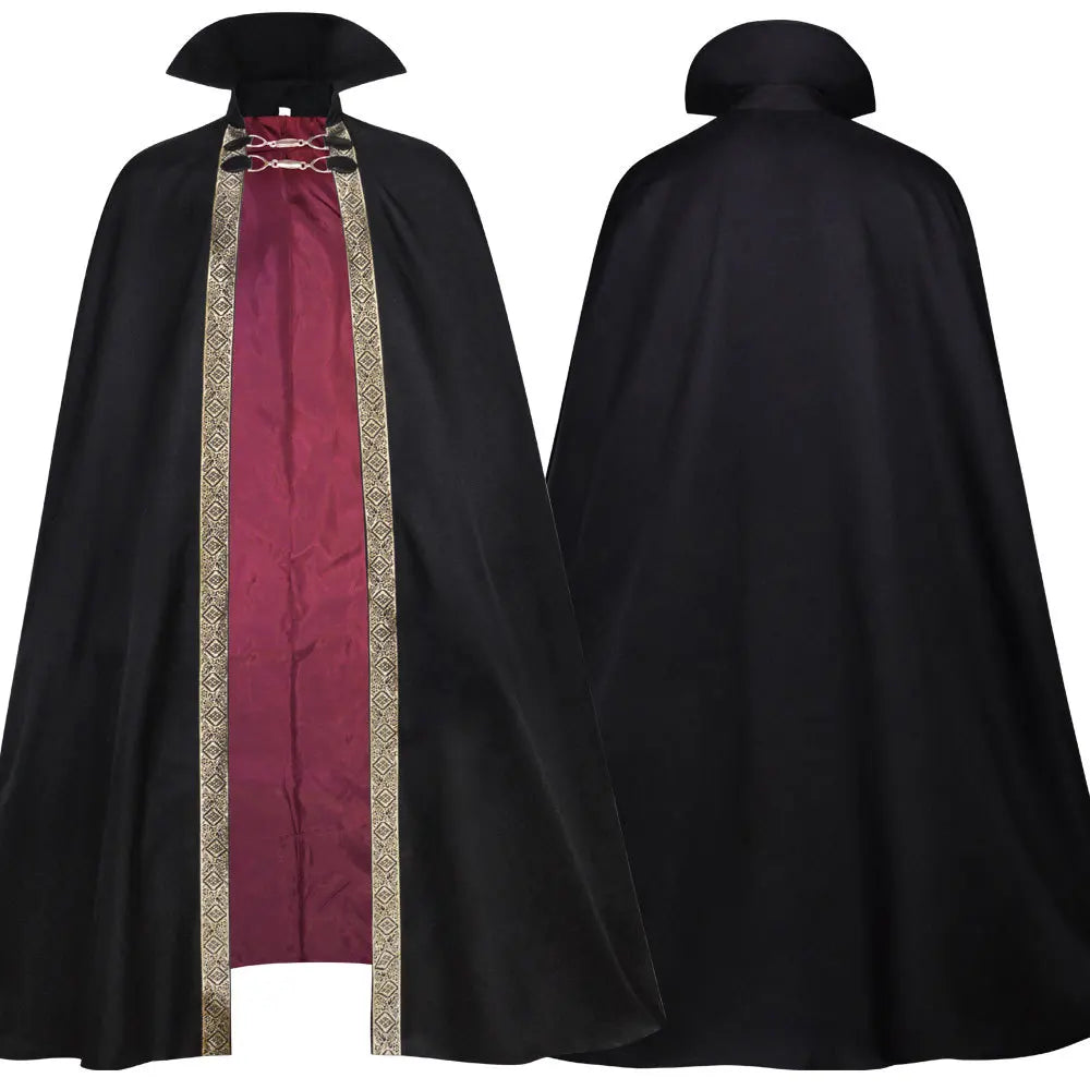 Cape de Vampire Baron – Col Montant, Rouge et Or – vue 2