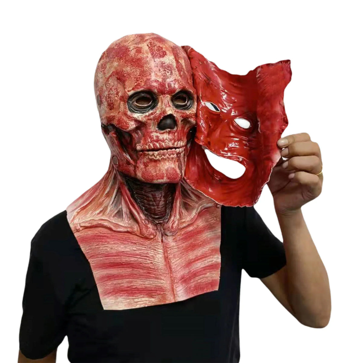 Masque Crâne Déchiré Double Couche en Latex – vue 4