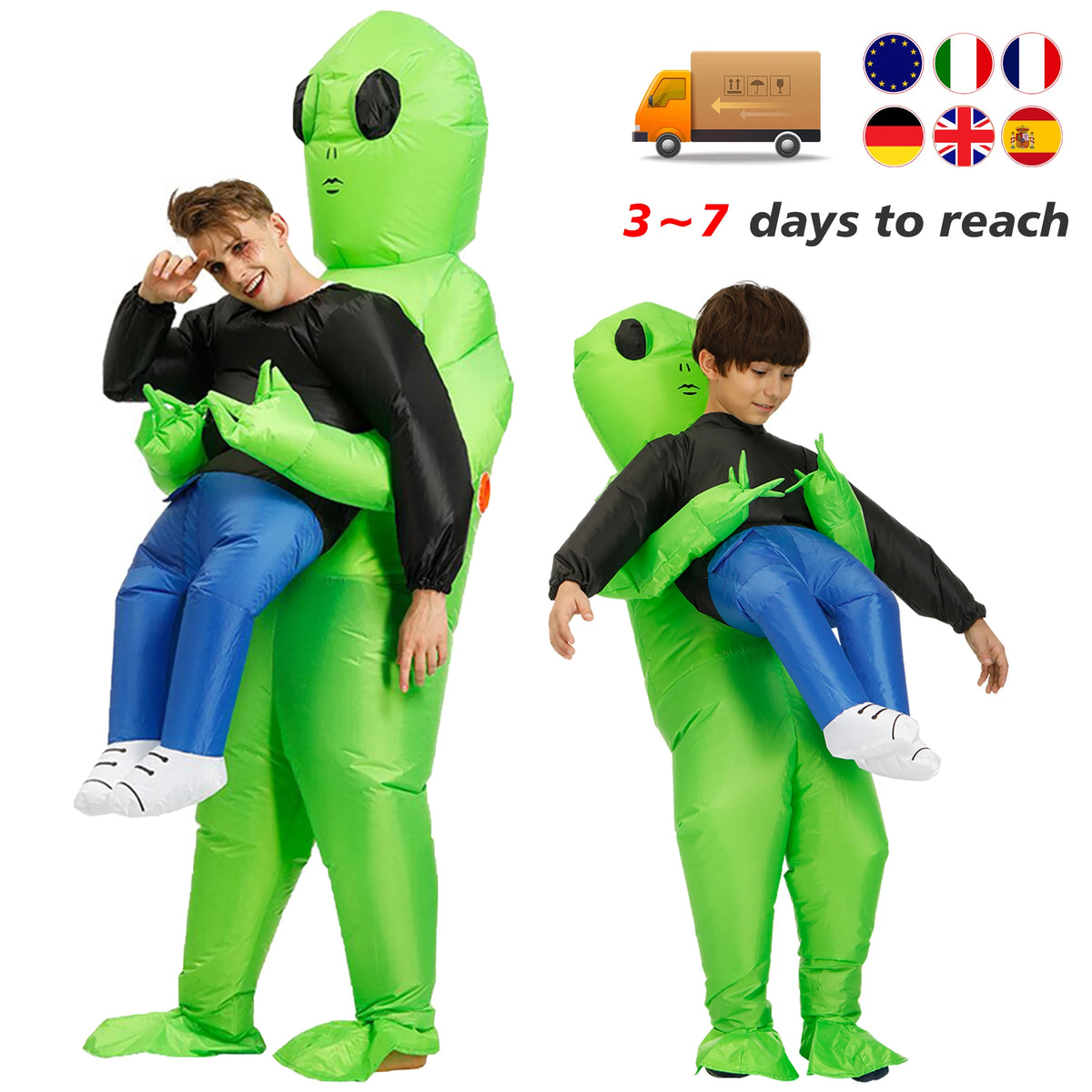 Déguisement Alien Gonflable Vert – vue 2