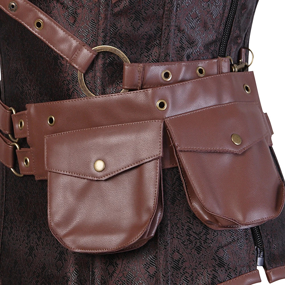 Robe Corset Pirate Steampunk Marron – Grandes Tailles – vue 5