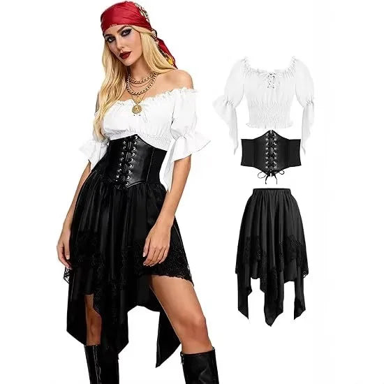Déguisement Pirate Gothique Femme – Chemise et Jupe Asymétrique – vue 8