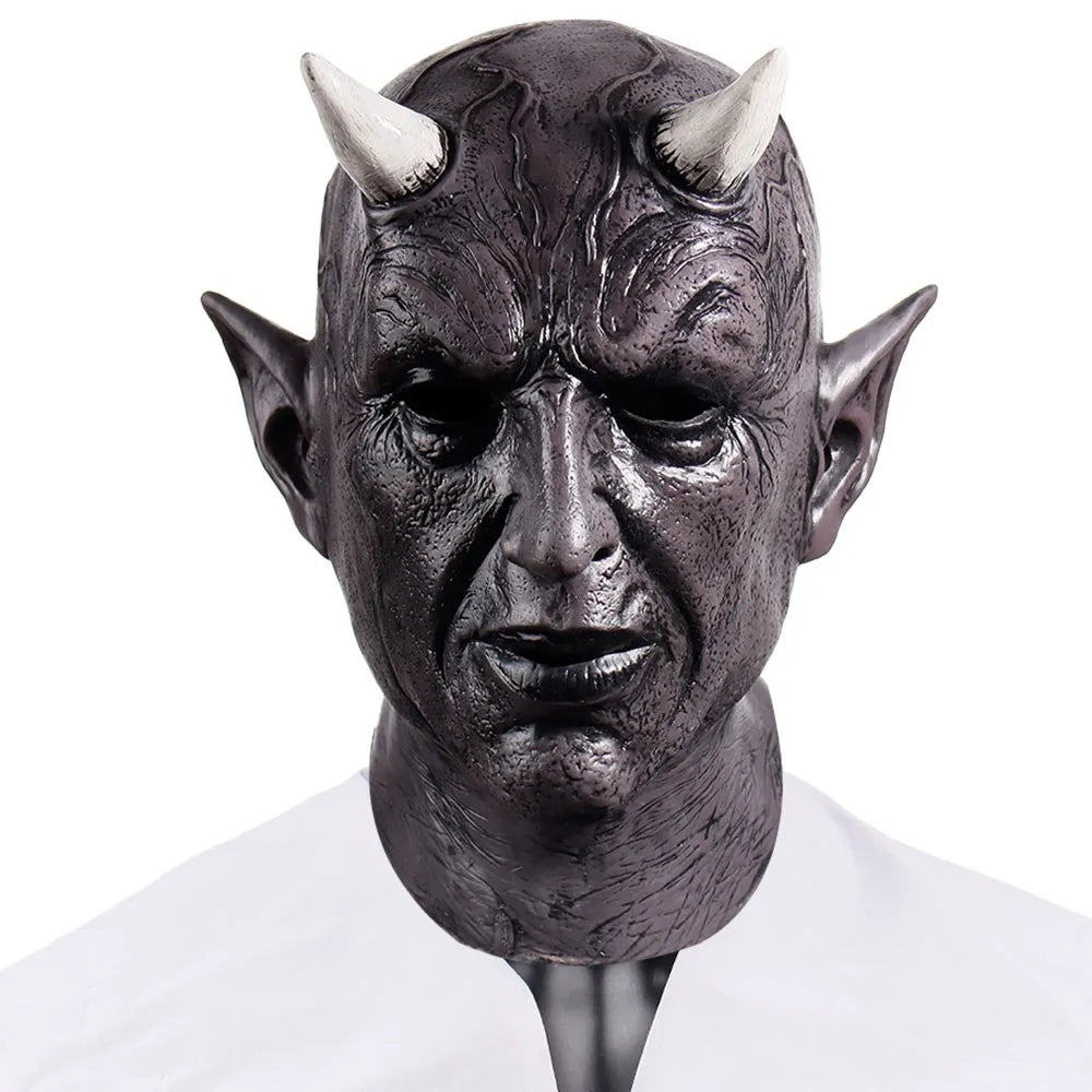 Masque Démon à Cornes en Latex – Masque d'Horreur Intégral – vue 2