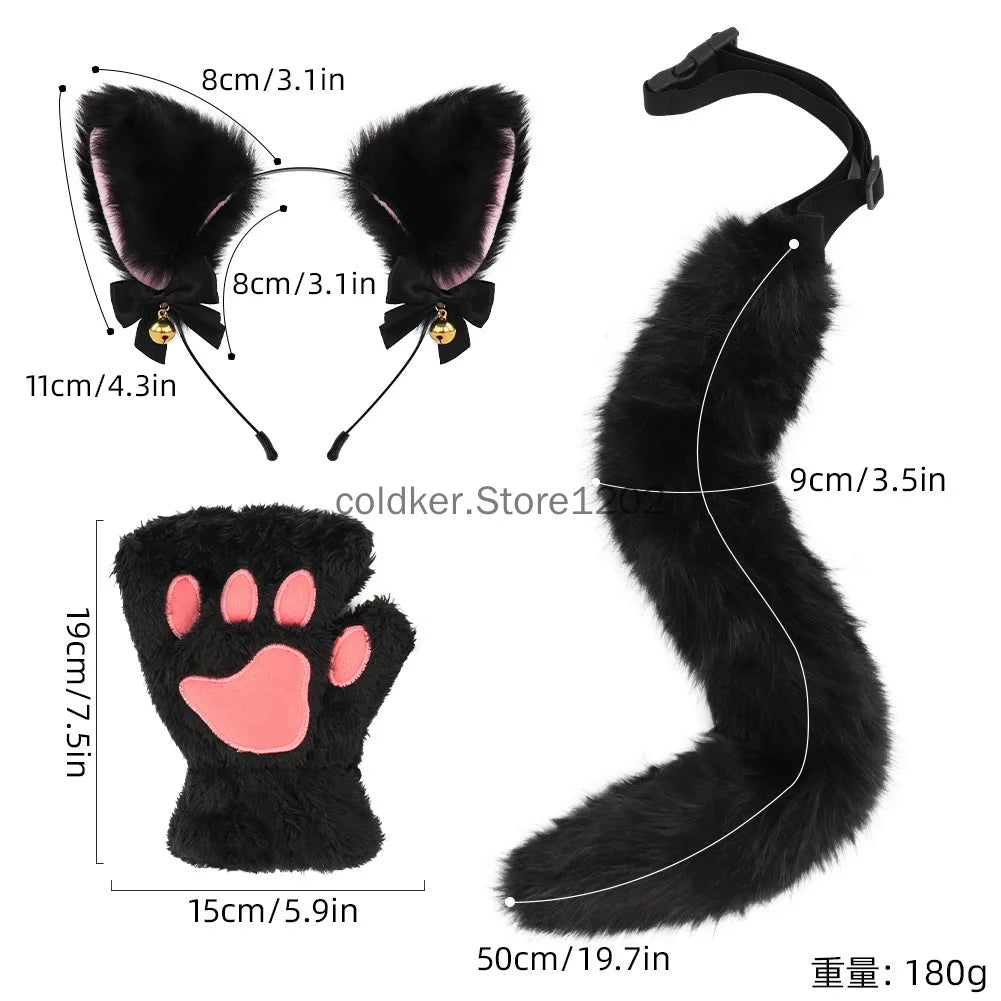 Kit Chat Noir – Oreilles, Queue, Gants Pattes et Collier – vue 2