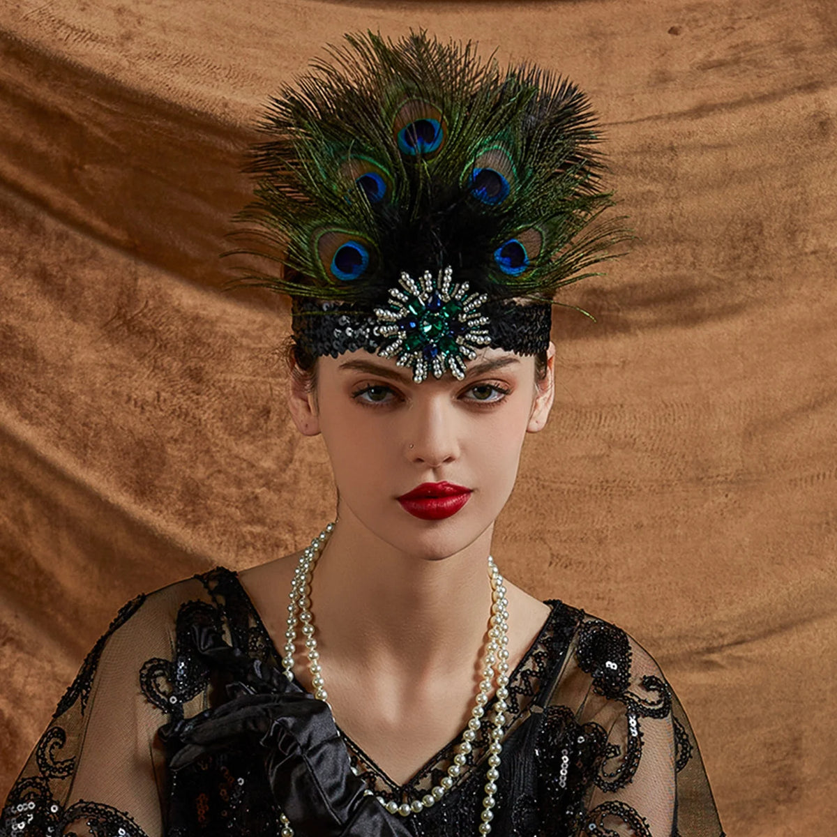 Serre-tête Plumes de Paon Style Années 1920 - Gatsby Vintage – vue 3