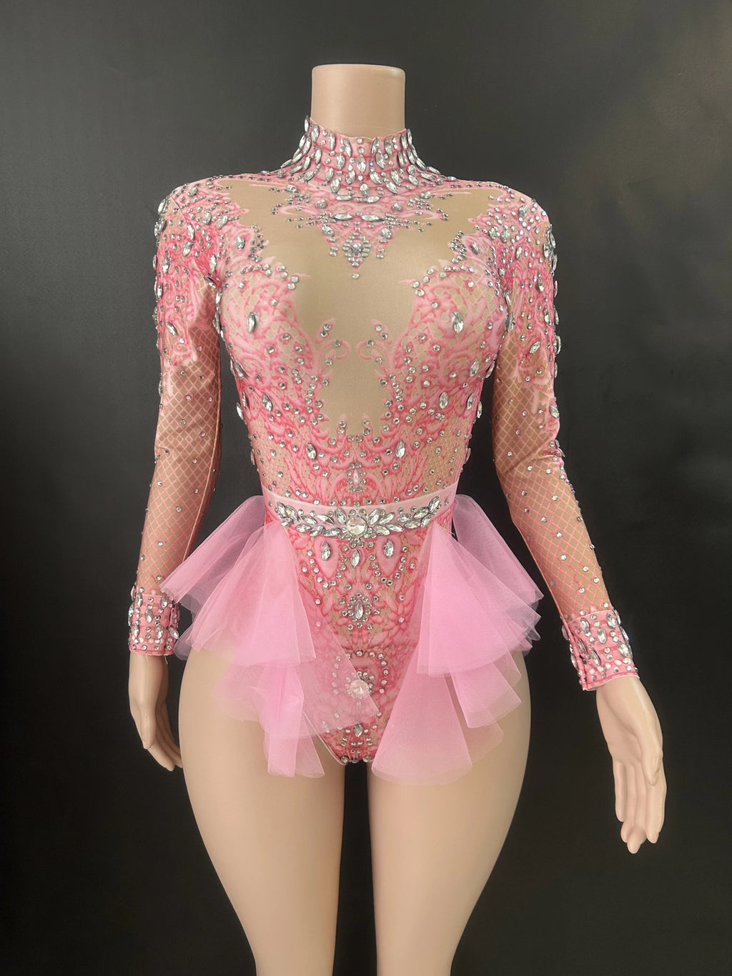 Body Strass Rose pour Femme – Tenue de Scène Pailletée
