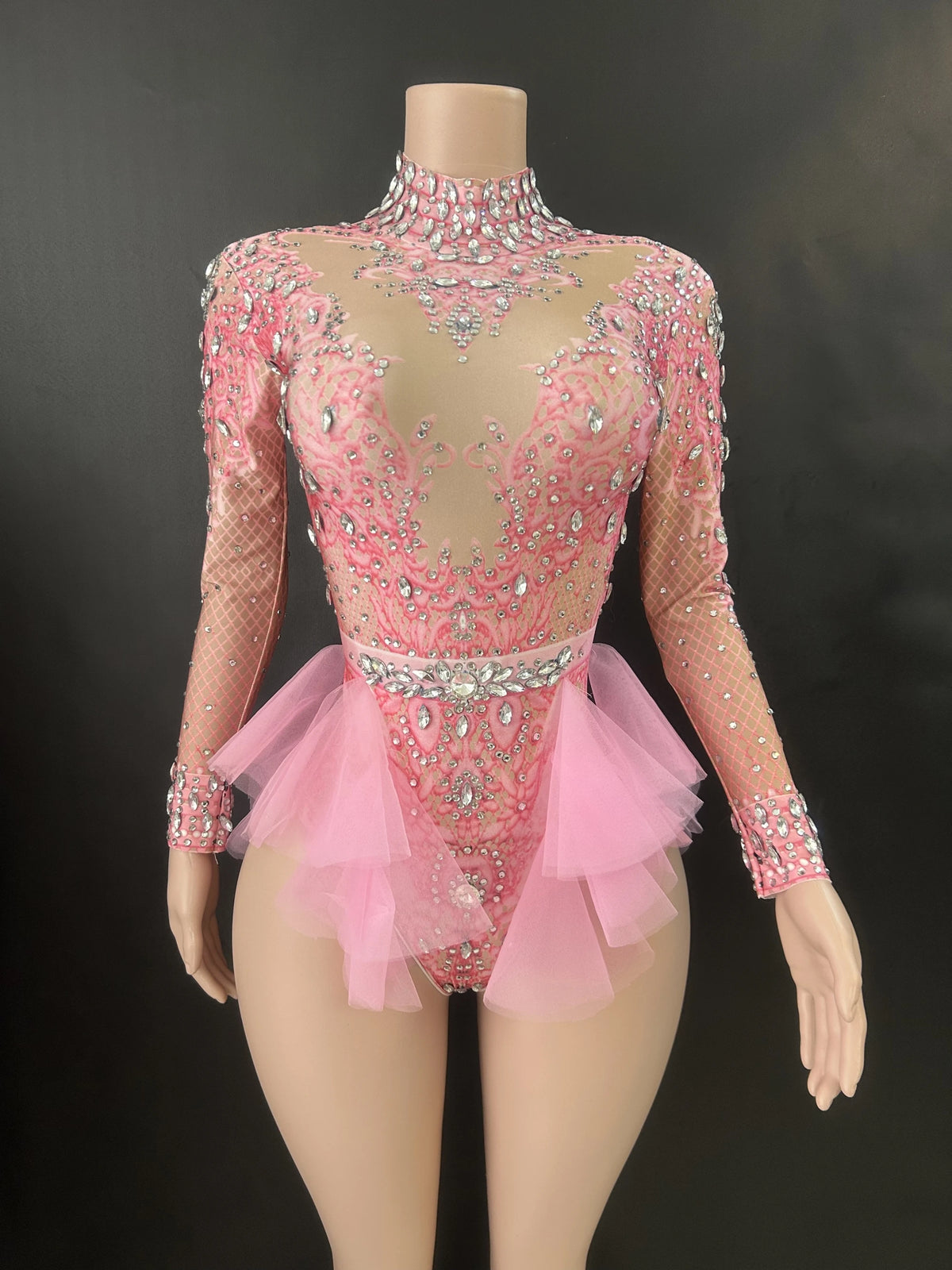 Body Strass Rose pour Femme – Tenue de Scène Pailletée