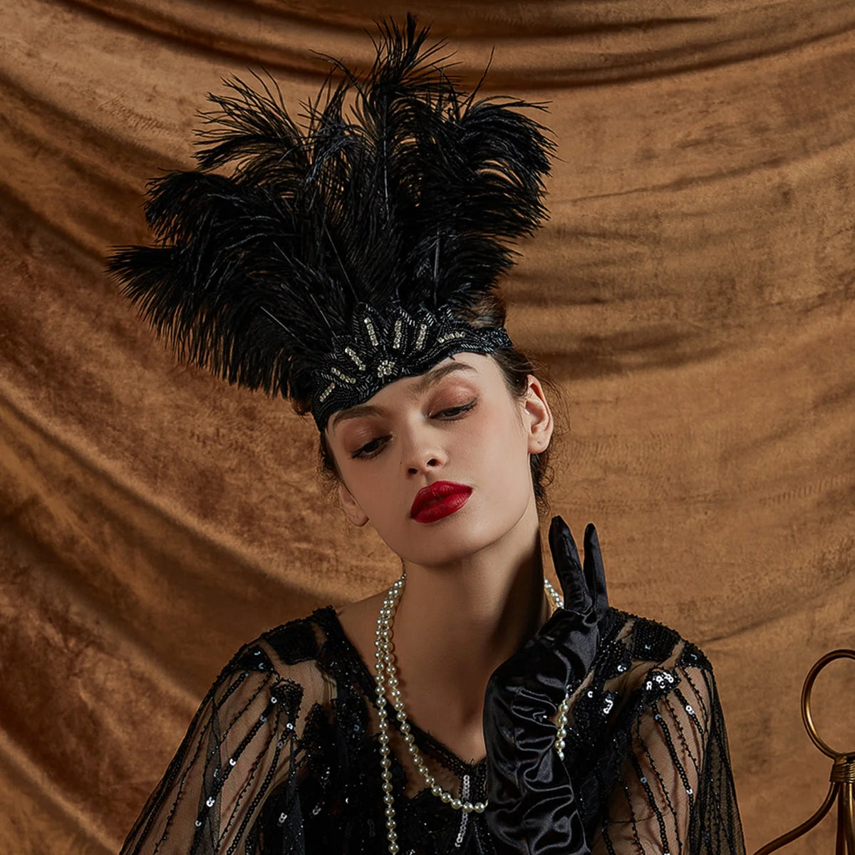 Serre-tête Plumes de Paon Style Années 1920 - Gatsby Vintage – vue 7