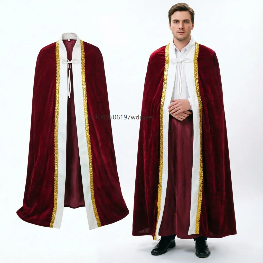Cape de Roi Médiévale Rouge Bordeaux – Costume Prince Royal – vue 3