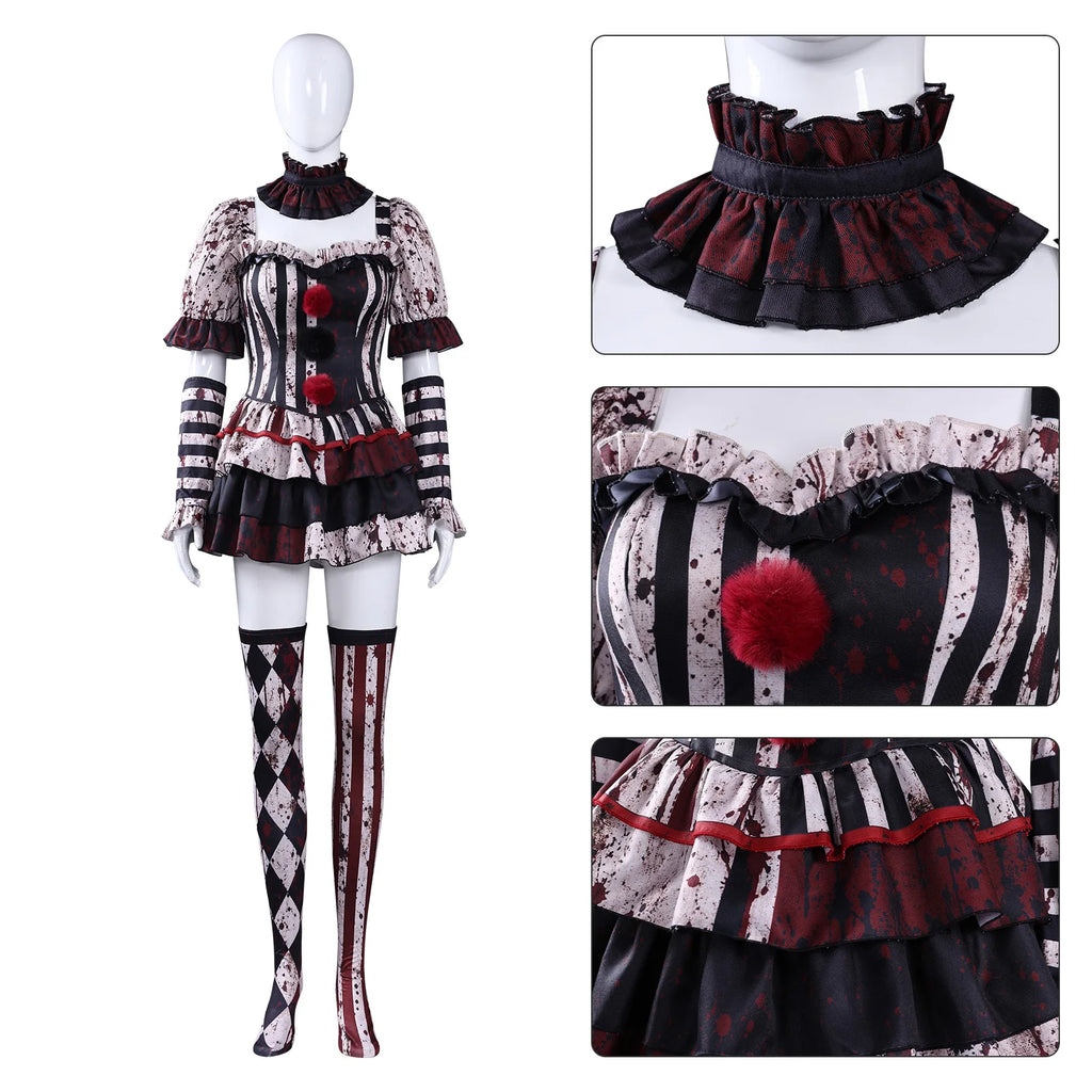 Déguisement Clown Tueur Femme avec Ras-de-Cou